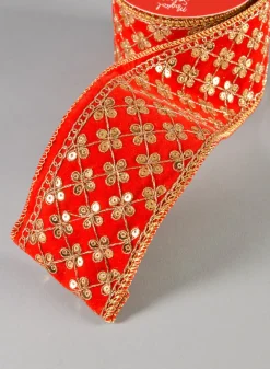 16.40ft Long British Raj Red Gold Ribbon