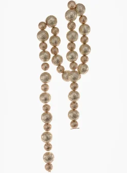 5ft Long Champagne & Light Copper Glitter Ball Garland, Case of 6
