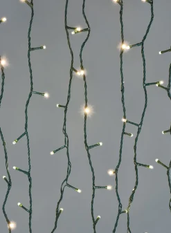 49ft Long Cord 200 Gold LED Lights Set, Green Cord