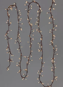 9.5ft Long Cord 240 Warm White Fairy Lights On Brown Cord