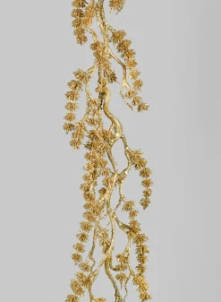 6ft Long Gold Glittered Mini Pine Garland