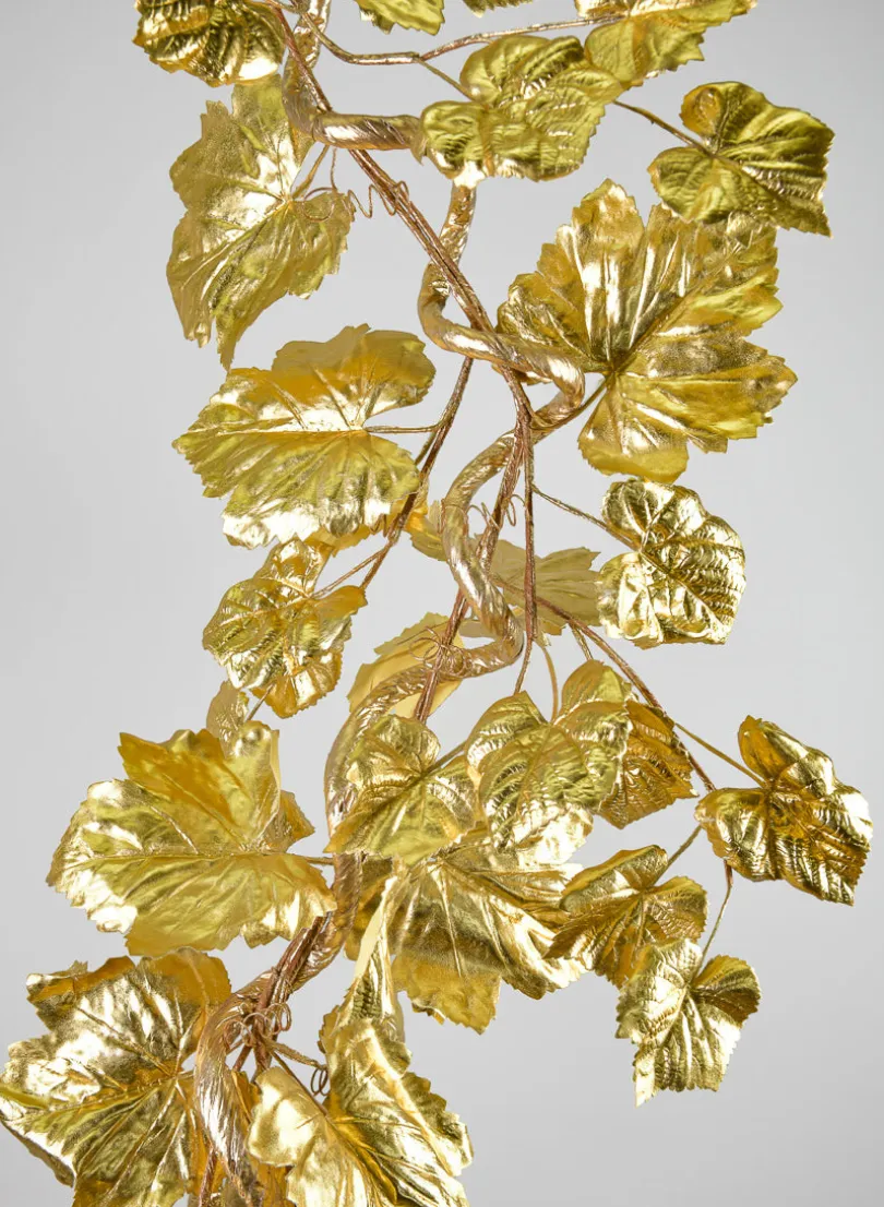 5ft Long Gold Grape Leaf Garland, Case of 6