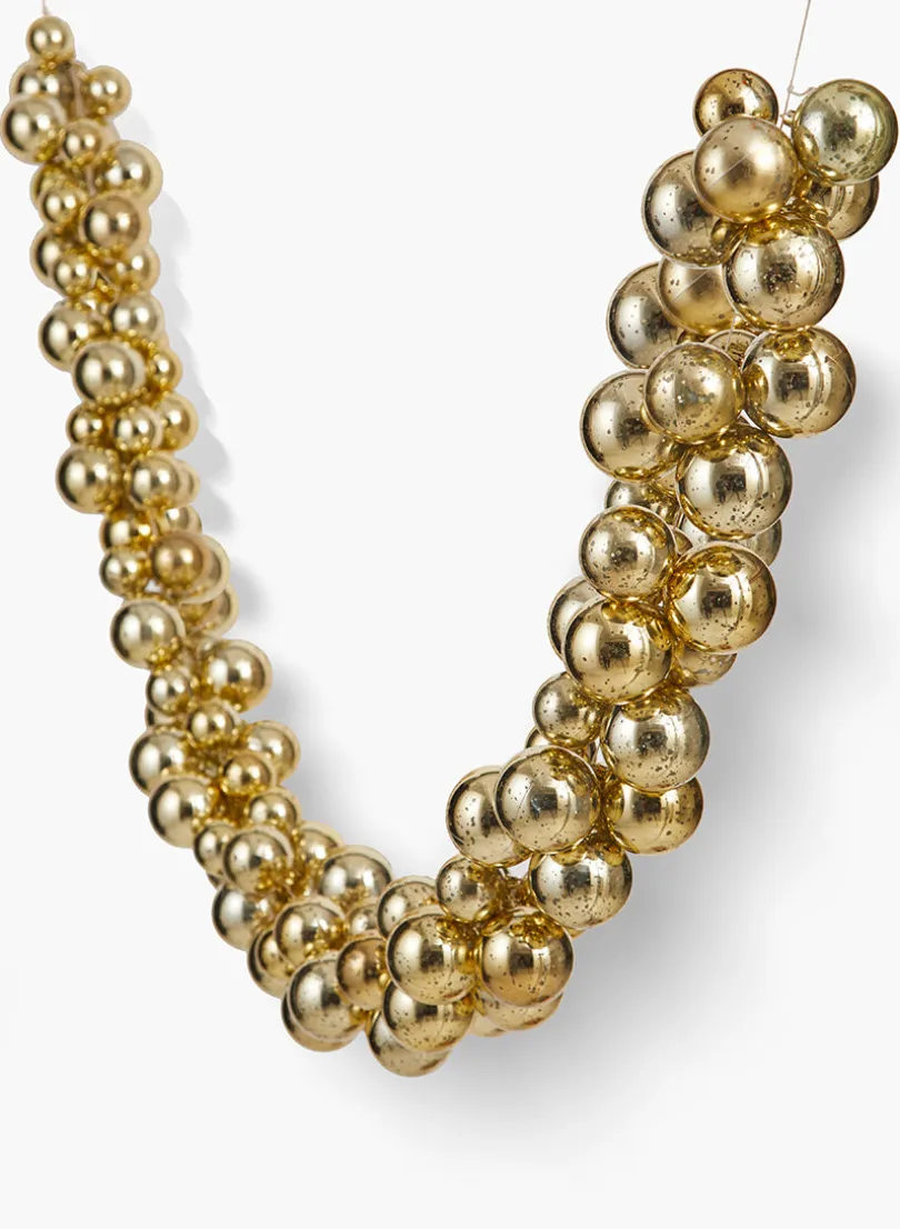 6ft Long Gold Mercury Glass Plastic Ball Garland