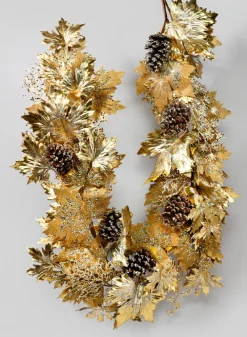 6ft Long Gold Mixed Maple Leaf Garland, Case of 2