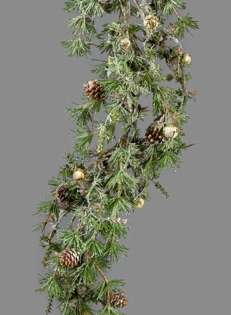 5ft Long Iced Pine Garland with Pine Cones & Jingle Bells
