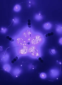 7ft Long 20 Light Purple Mini Lights String 3 Modes, Set of 6
