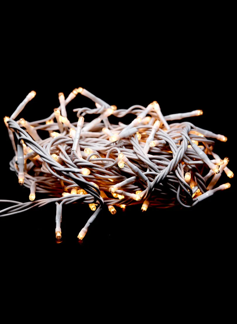20ft Long 150L Rice Light, White Wire Clear Bulb