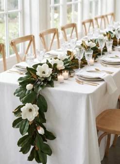6ft Long Magnolia Garland with Blooms, Case of 2
