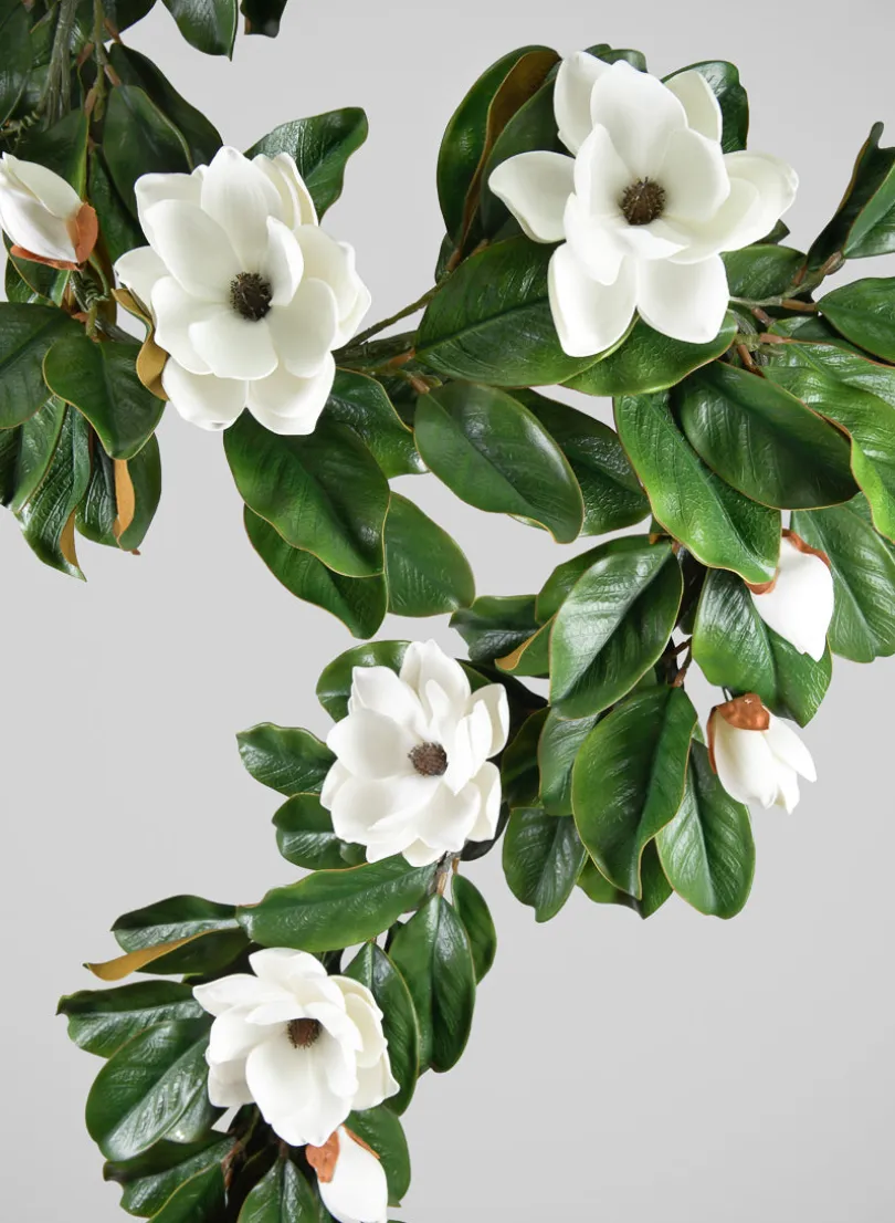 6ft Long Magnolia Garland with Blooms, Case of 2