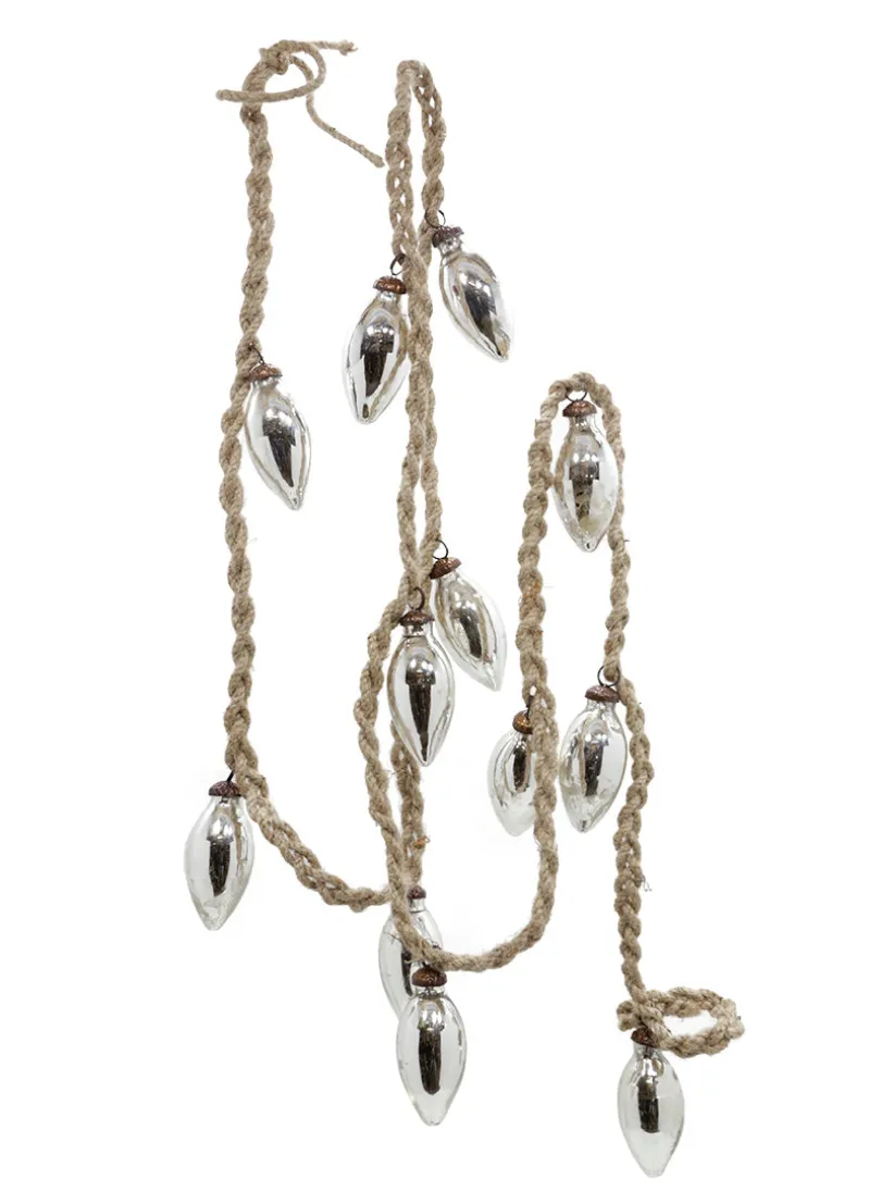 6.5ft Long Mini Silver Mercury C7 Ornament Bulb Rope Garland