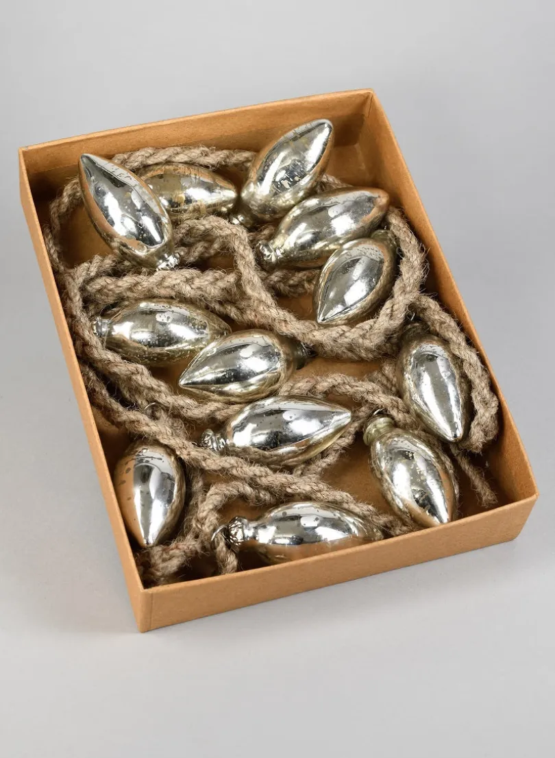 6.5ft Long Mini Silver Mercury C7 Ornament Bulb Rope Garland