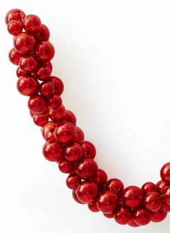 6ft Long Red Mercury Glass Plastic Ball Garland