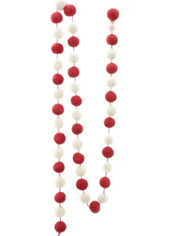 5ft Long Red & White Felt Ball Garland
