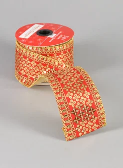 16.40ft Long Royal Nawab Red Gold Ribbon