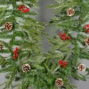 9ft Long Thick Flocked Pine Garland With Pinecones