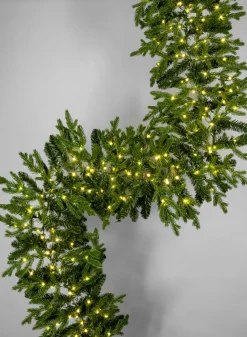 6ft Long Warm White Pre-Lit Pine Garland (200 Lights)