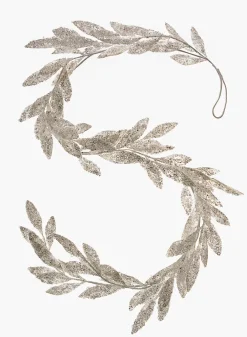 5ft Long White Glitter Bay Leaf Garland