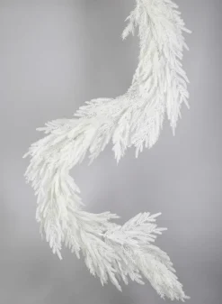 6ft Long White Real Touch Cypress Pine Garland