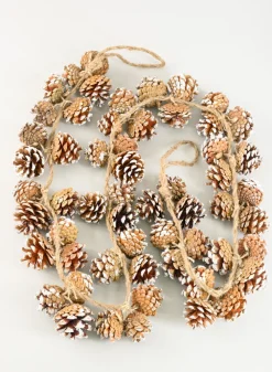 6ft Long White Tips Pinecones Garland
