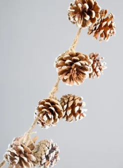 6ft Long White Tips Pinecones Garland