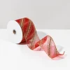 30ft Roll Ribbon - Red Sheer W/Gold Glitter