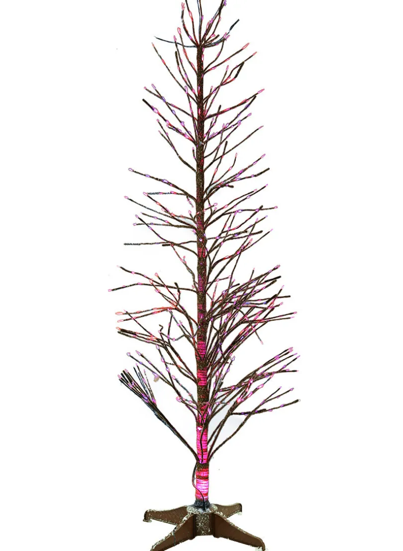 6ft Tall Snowy Branch Christmas Tree With Warm White L.E.D. Light Tips