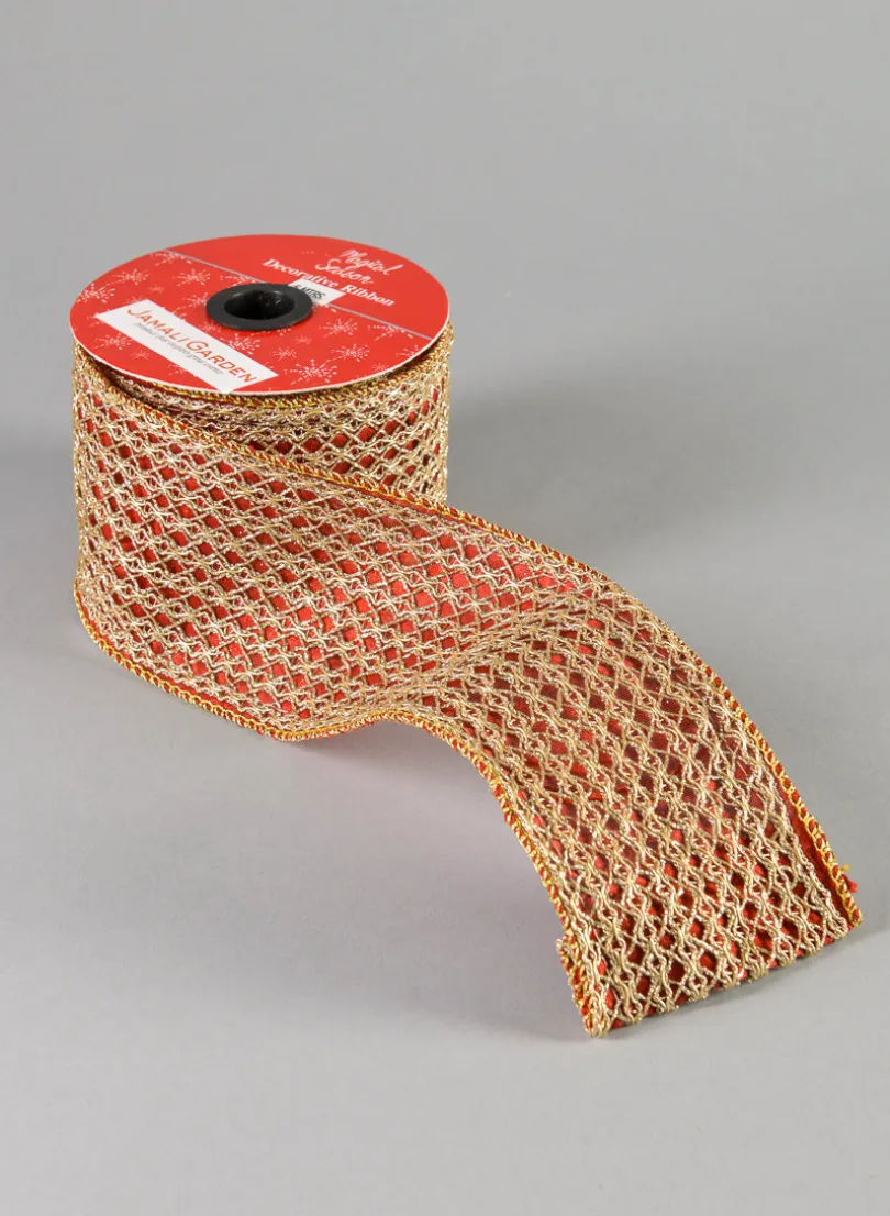 16.40ft Zardozi Red Gold Ribbon