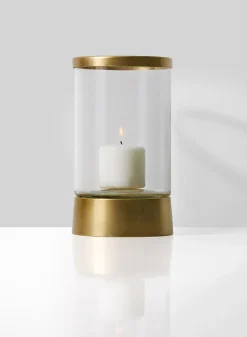 Gold & Glass Candle Hurricane