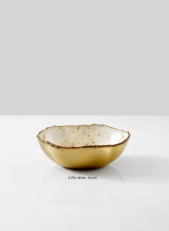 Gold & Ivory Speckled Enamel Bowl