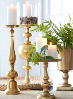 Gold Pedestal Aluminum Urns
