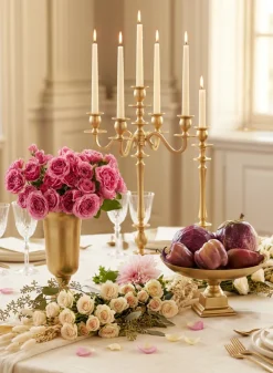 Gold Pedestal Bowl & Urn Vases