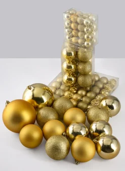 Gold Shiny / Matte / Glitter Plastic Balls, Set of 94