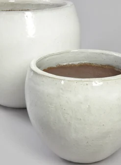 Grand Bowl Clay & Ceramic Planter, Cloud White