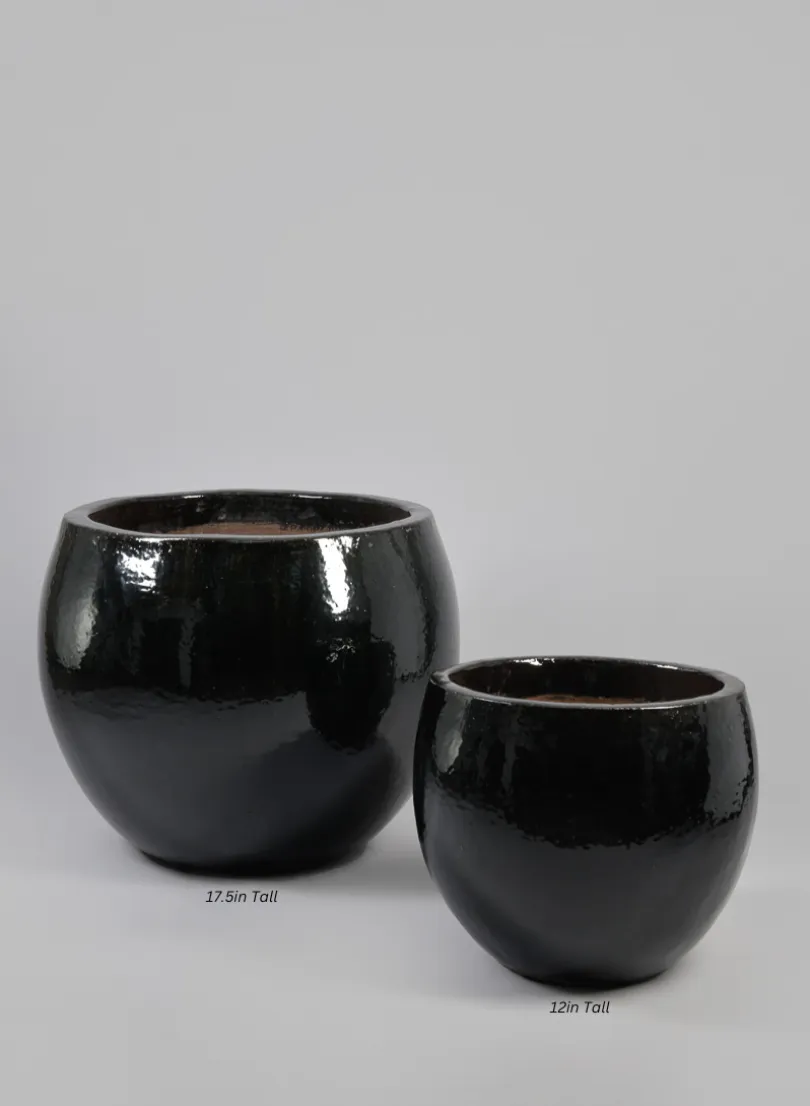 Grand Bowl Clay & Ceramic Planter, Mesquite Black
