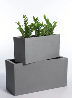 Gray Fiberstone Rectangular Planters