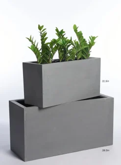 Gray Fiberstone Rectangular Planters