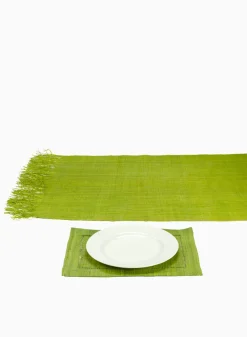 Green Raffia Runner & Placemats