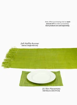 Green Raffia Runner & Placemats