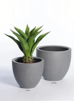 Grey Fiberstone Round Pots