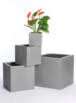 Grey Fiberstone Square Pots