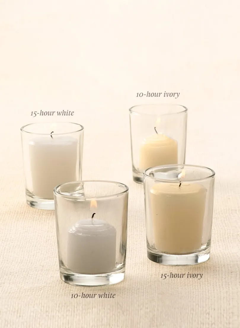 15-Hour Ivory Votive Candles, Set of 24
