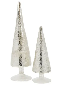 Iced Silver Tabletop Christmas Trees