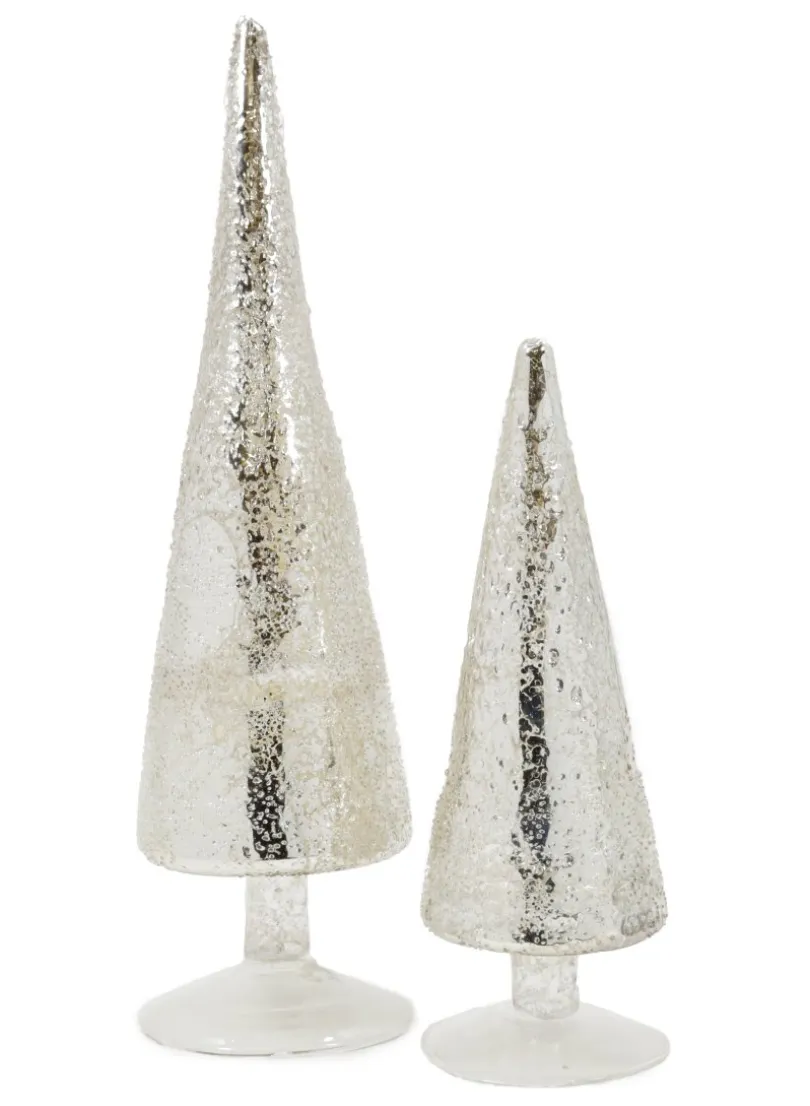 Iced Silver Tabletop Christmas Trees