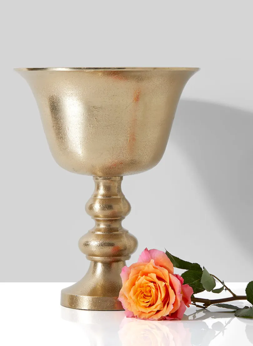 12in Chateau Gold Pedestal Aluminum Urn