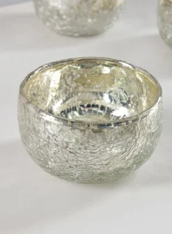 3.5in Diameter Matka Antique Silver Glass Bowl, Mini, Set of 4