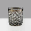 4in Diamond Cut Smoke Glass Vase
