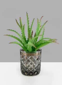 4in Diamond Cut Smoke Glass Vase