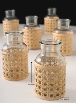 Indochine Cane Weaved Glass Bottle Vase
