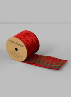 4in Double Sided Wired Red Velvet Christmas Ribbon, 10 Yards