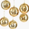 3in Gold Mirror Ball Christmas Glass Ornaments, Set of 6